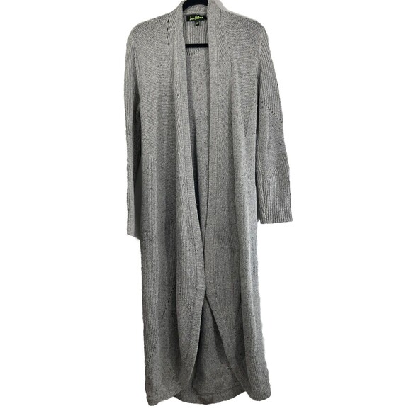 Sam Edelman Long Open Front Cardigan Gray Wool Alpaca Blend Size Small - Picture 1 of 11